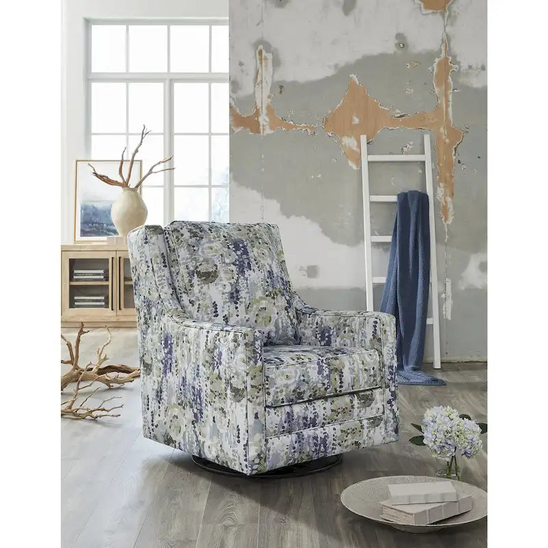  Dustinford Gray/Green Swivel Glider Accent Chair - 30 W x 39 D x 41 H