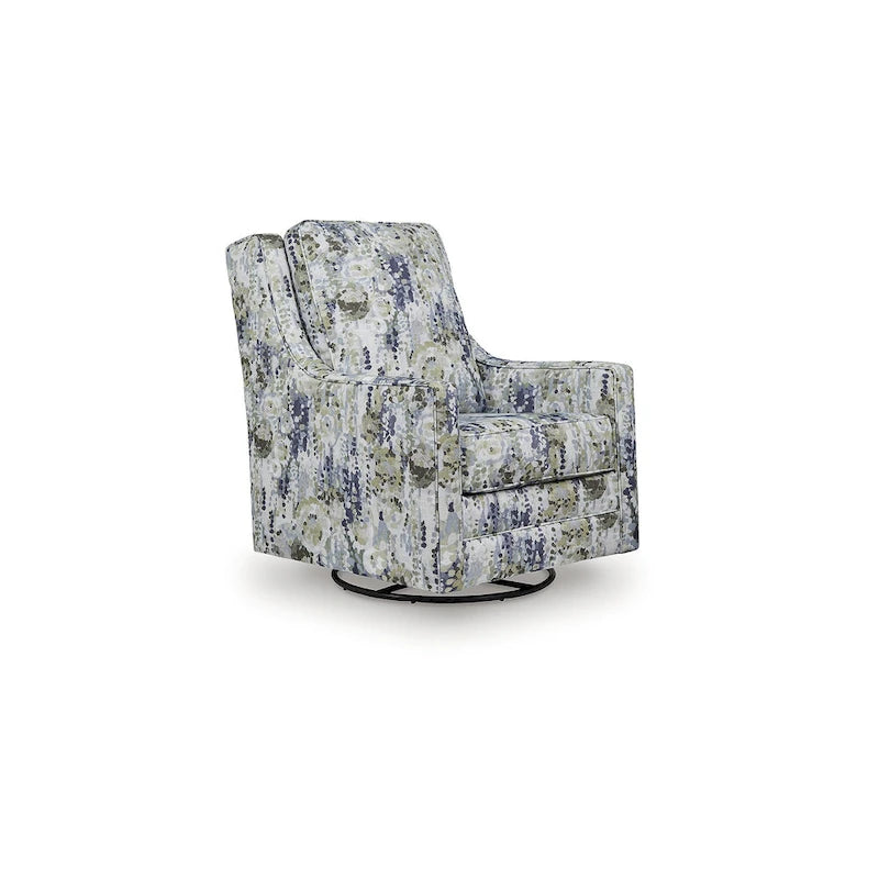 Gray/Green Floral Swivel Glider Accent Chair – Seats 1