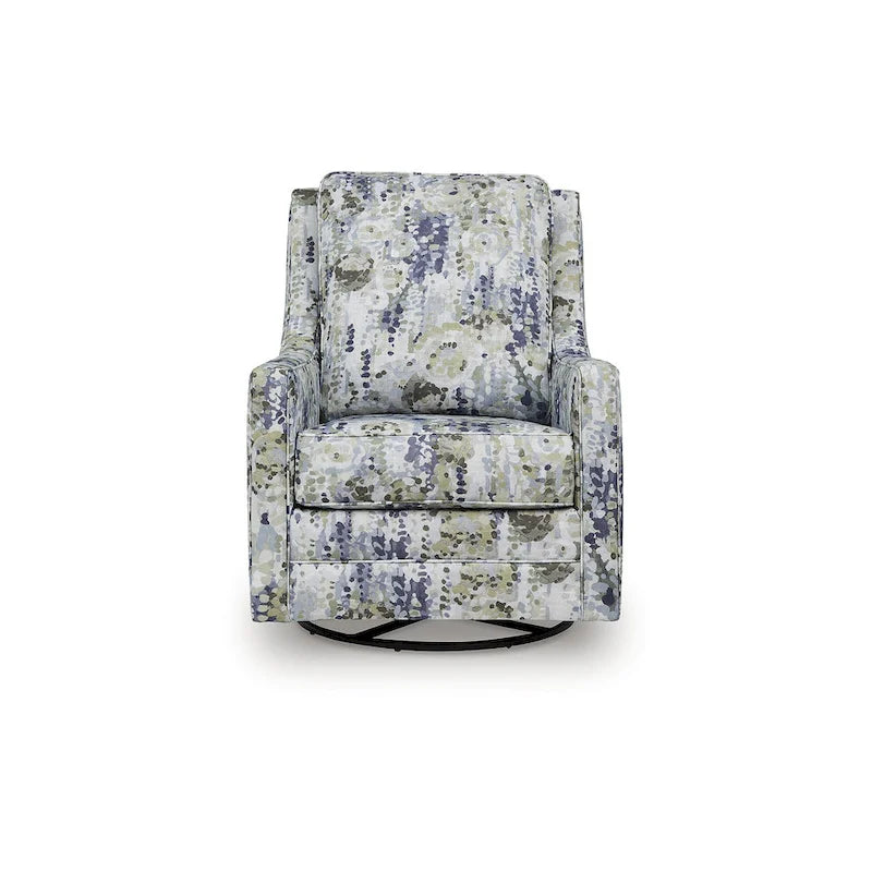 Gray/Green Floral Swivel Glider Accent Chair – Seats 1
