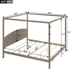 Brown / Grey King Canopy Platform Bed with Headboard – Sleeps 2