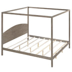 Brown / Grey King Canopy Platform Bed with Headboard – Sleeps 2