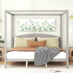 Brown / Grey King Canopy Platform Bed with Headboard – Sleeps 2