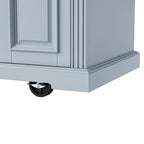 Grey+Blue / White 54" Rolling Kitchen Island with Drop Leaf – Single