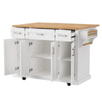 Grey+Blue / White 54" Rolling Kitchen Island with Drop Leaf – Single