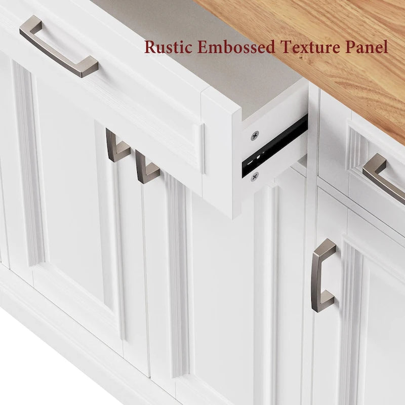 Grey+Blue / White 54" Rolling Kitchen Island with Drop Leaf – Single