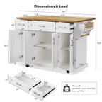 Grey+Blue / White 54" Rolling Kitchen Island with Drop Leaf – Single