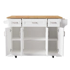 Grey+Blue / White 54" Rolling Kitchen Island with Drop Leaf – Single