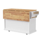 Grey+Blue / White 54" Rolling Kitchen Island with Drop Leaf – Single