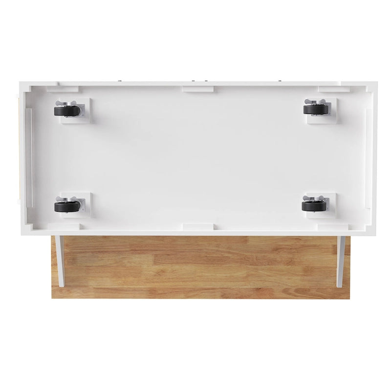 Grey+Blue / White 54" Rolling Kitchen Island with Drop Leaf – Single