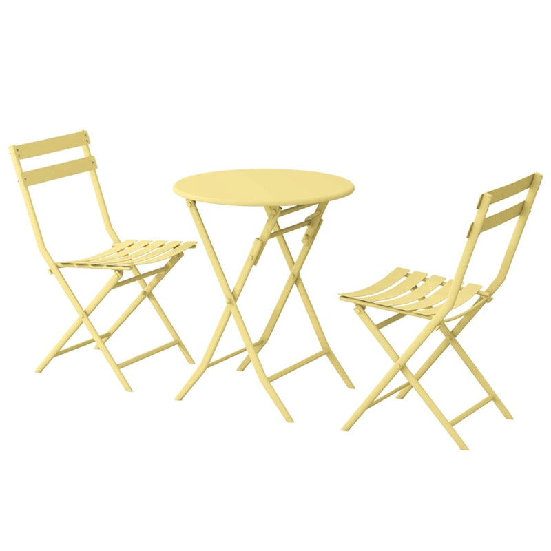 3-Piece Foldable Bistro Set, Red/Yellow/White – 2 Chairs & Round Table