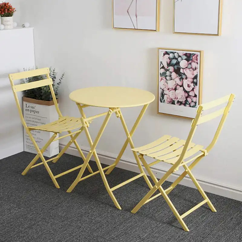 3-Piece Foldable Bistro Set, Red/Yellow/White – 2 Chairs & Round Table