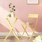 3-Piece Foldable Bistro Set, Red/Yellow/White – 2 Chairs & Round Table