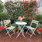 3-Piece Foldable Bistro Set, Red/Yellow/White – 2 Chairs & Round Table