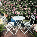 3-Piece Foldable Bistro Set, Red/Yellow/White – 2 Chairs & Round Table