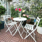 3-Piece Foldable Bistro Set, Red/Yellow/White – 2 Chairs & Round Table