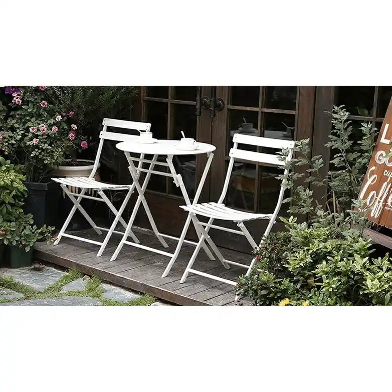 3-Piece Foldable Bistro Set, Red/Yellow/White – 2 Chairs & Round Table