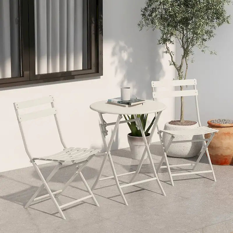 3-Piece Foldable Bistro Set, Red/Yellow/White – 2 Chairs & Round Table