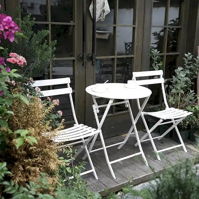 3-Piece Foldable Bistro Set, Red/Yellow/White – 2 Chairs & Round Table
