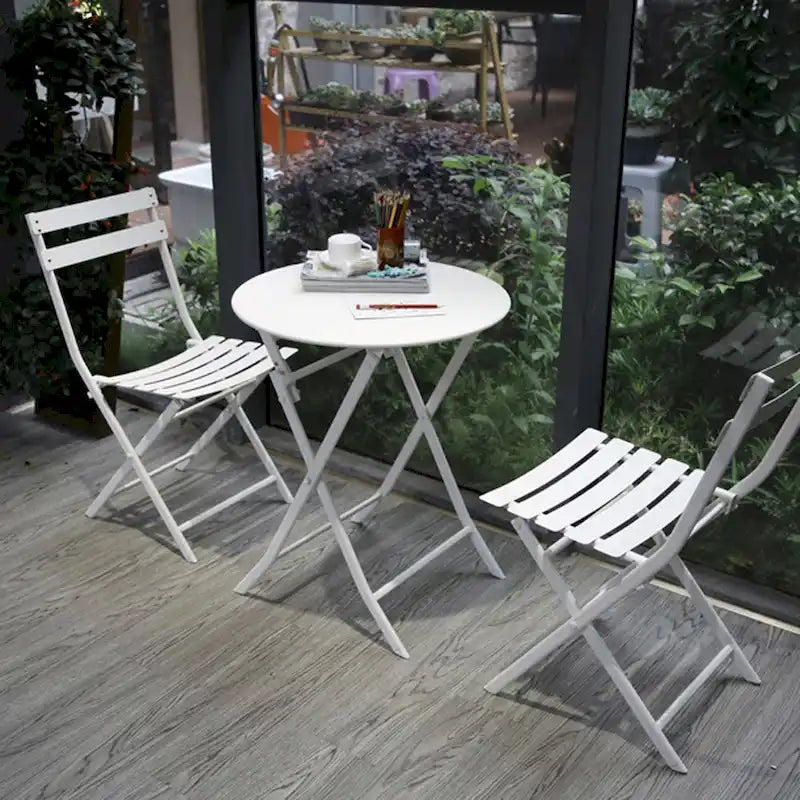 3-Piece Foldable Bistro Set, Red/Yellow/White – 2 Chairs & Round Table
