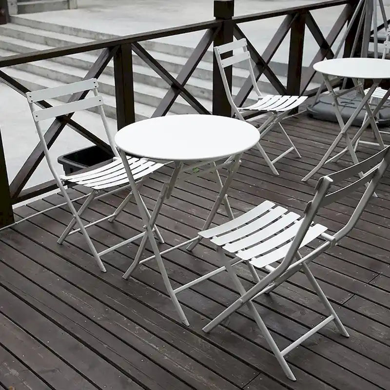 3-Piece Foldable Bistro Set, Red/Yellow/White – 2 Chairs & Round Table