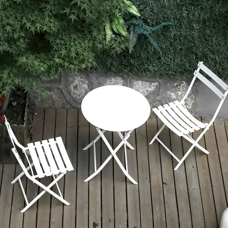 3-Piece Foldable Bistro Set, Red/Yellow/White – 2 Chairs & Round Table