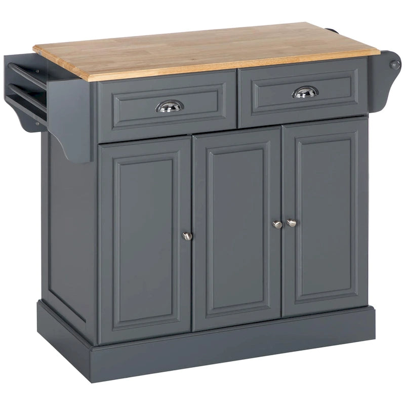 White / Grey Rolling Kitchen Island Cart with Storage – 1 Person