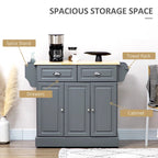 White / Grey Rolling Kitchen Island Cart with Storage – 1 Person