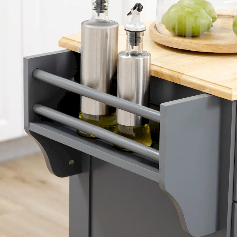 White / Grey Rolling Kitchen Island Cart with Storage – 1 Person