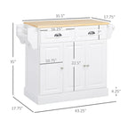 White / Grey Rolling Kitchen Island Cart with Storage – 1 Person