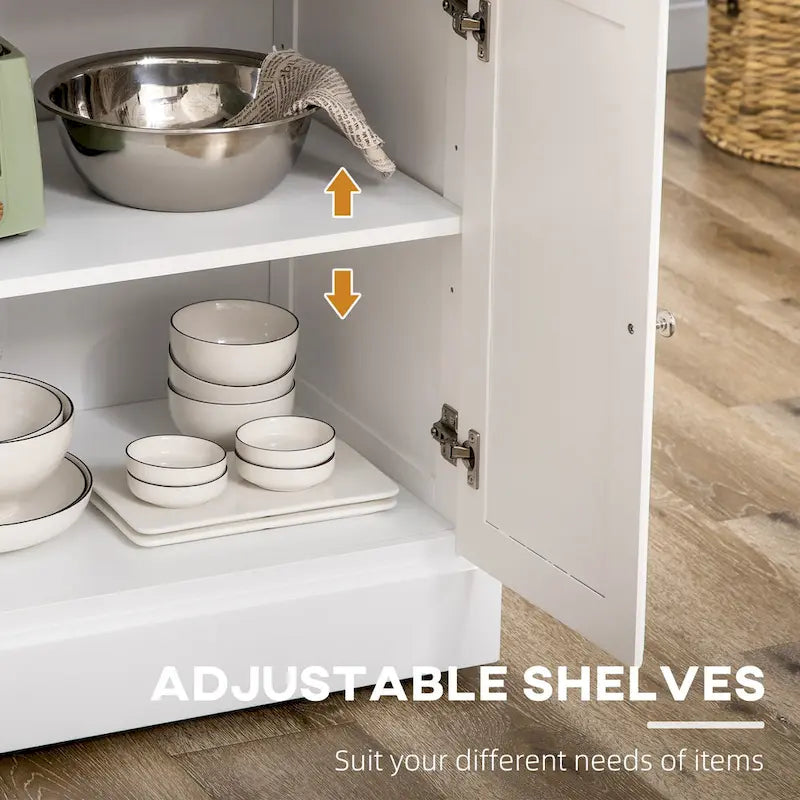 White / Grey Rolling Kitchen Island Cart with Storage – 1 Person