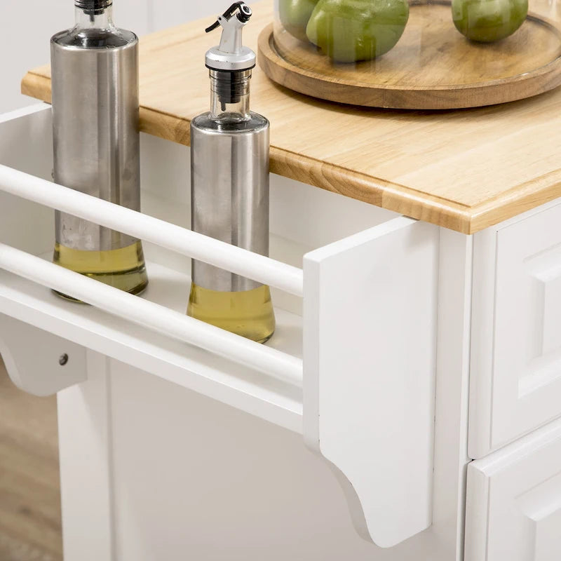 White / Grey Rolling Kitchen Island Cart with Storage – 1 Person