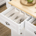 White / Grey Rolling Kitchen Island Cart with Storage – 1 Person