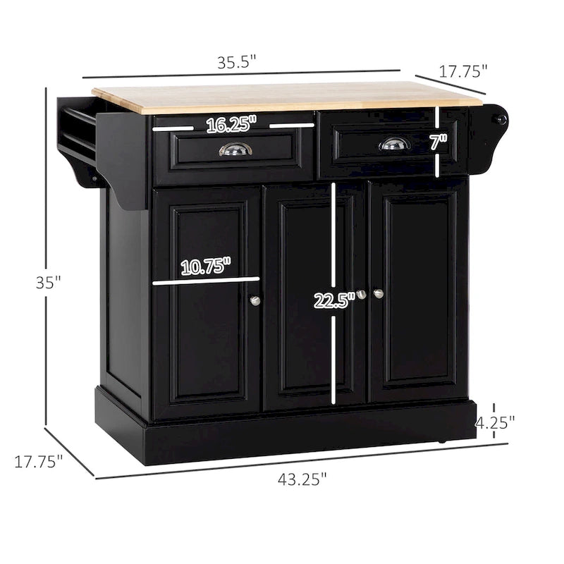 White / Grey Rolling Kitchen Island Cart with Storage – 1 Person