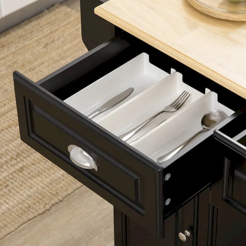 White / Grey Rolling Kitchen Island Cart with Storage – 1 Person