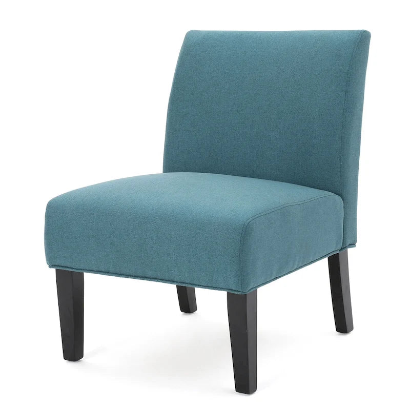 Grey / Light Blue / Light Grey / Dark Teal Contemporary Fabric Slipper Chair, Single Seat