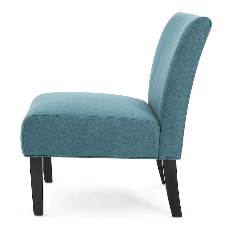 Grey / Light Blue / Light Grey / Dark Teal Contemporary Fabric Slipper Chair, Single Seat