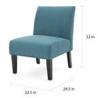 Grey / Light Blue / Light Grey / Dark Teal Contemporary Fabric Slipper Chair, Single Seat