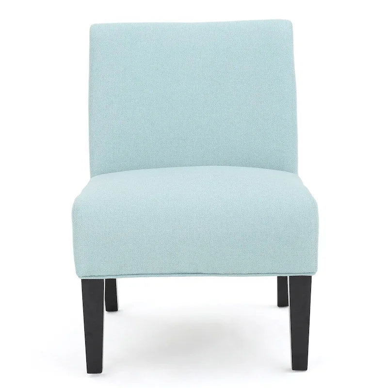 Grey / Light Blue / Light Grey / Dark Teal Contemporary Fabric Slipper Chair, Single Seat