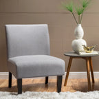 Grey / Light Blue / Light Grey / Dark Teal Contemporary Fabric Slipper Chair, Single Seat