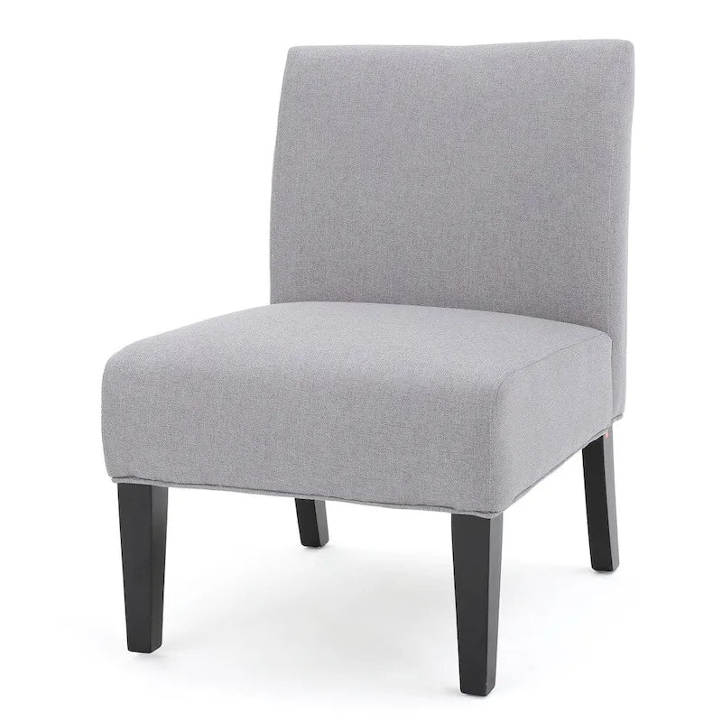 Grey / Light Blue / Light Grey / Dark Teal Contemporary Fabric Slipper Chair, Single Seat