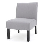 Grey / Light Blue / Light Grey / Dark Teal Contemporary Fabric Slipper Chair, Single Seat