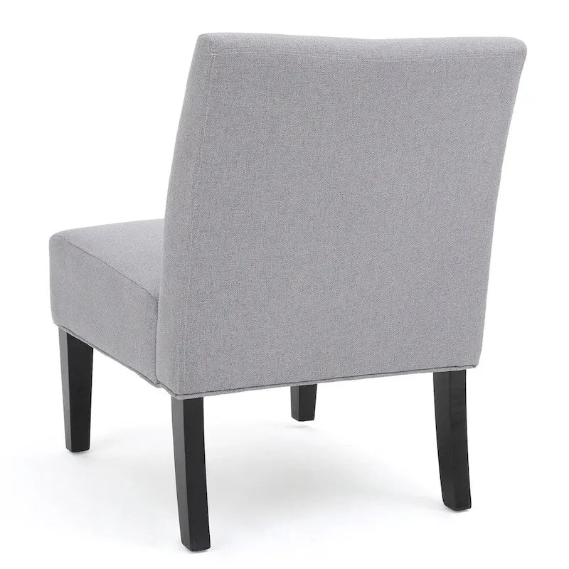 Grey / Light Blue / Light Grey / Dark Teal Contemporary Fabric Slipper Chair, Single Seat
