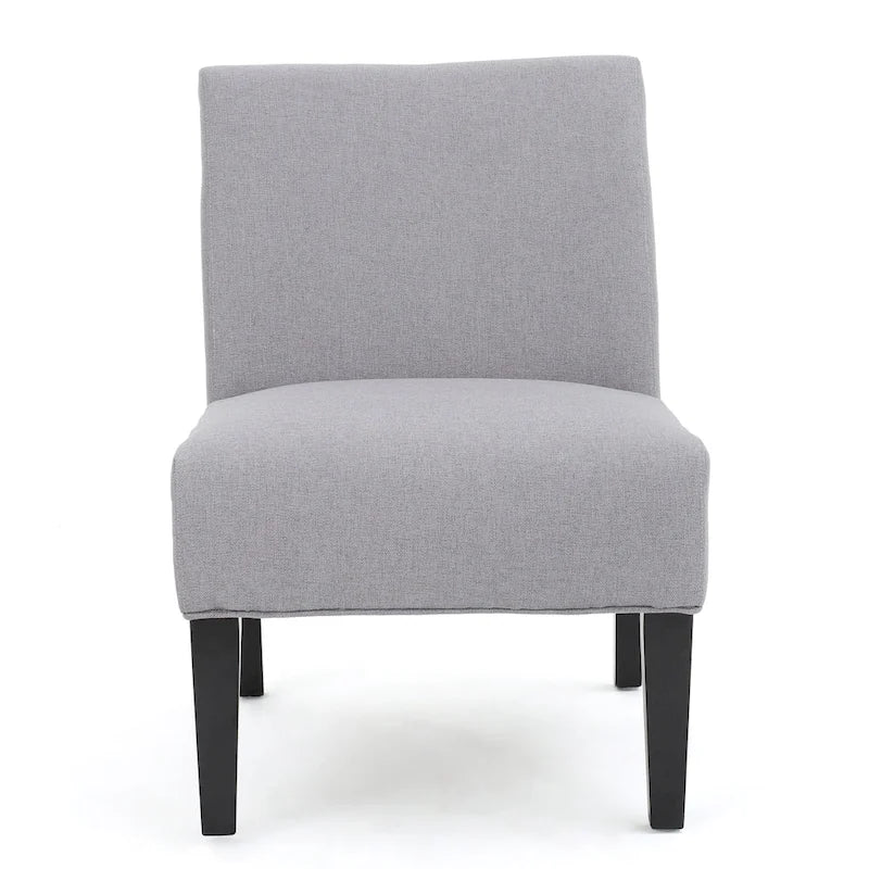 Grey / Light Blue / Light Grey / Dark Teal Contemporary Fabric Slipper Chair, Single Seat