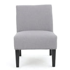 Grey / Light Blue / Light Grey / Dark Teal Contemporary Fabric Slipper Chair, Single Seat