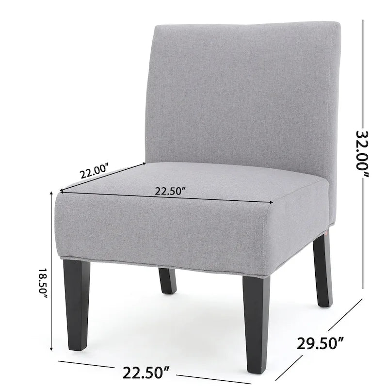Grey / Light Blue / Light Grey / Dark Teal Contemporary Fabric Slipper Chair, Single Seat