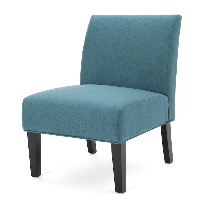 Grey / Light Blue / Light Grey / Dark Teal Contemporary Fabric Slipper Chair, Single Seat