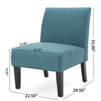 Grey / Light Blue / Light Grey / Dark Teal Contemporary Fabric Slipper Chair, Single Seat