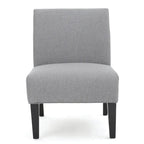 Grey / Light Blue / Light Grey / Dark Teal Contemporary Fabric Slipper Chair, Single Seat