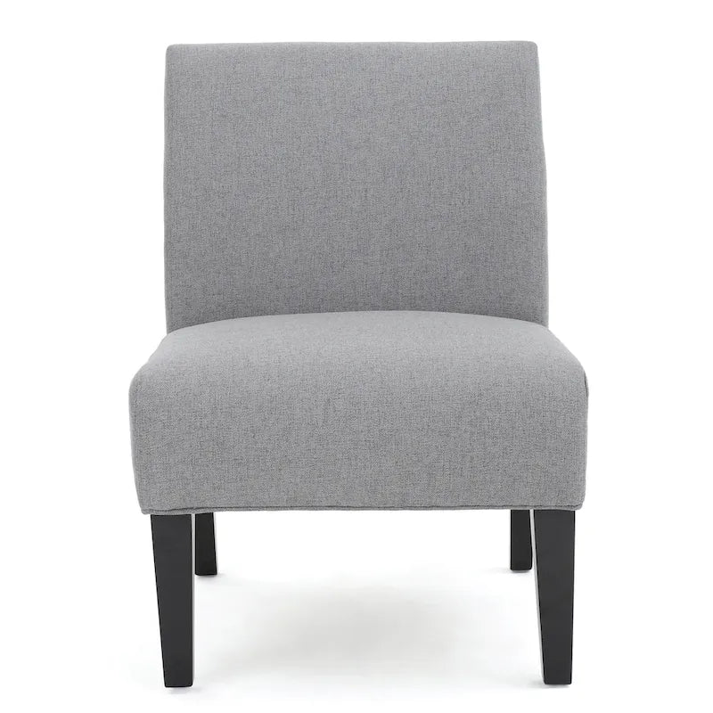 Grey / Light Blue / Light Grey / Dark Teal Contemporary Fabric Slipper Chair, Single Seat