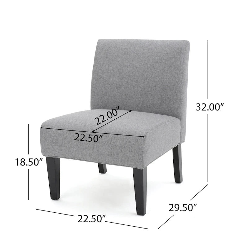 Grey / Light Blue / Light Grey / Dark Teal Contemporary Fabric Slipper Chair, Single Seat